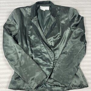 Dorothy Schoelen Blazer Womens Small Made USA Platinum Green Rayon Jacket